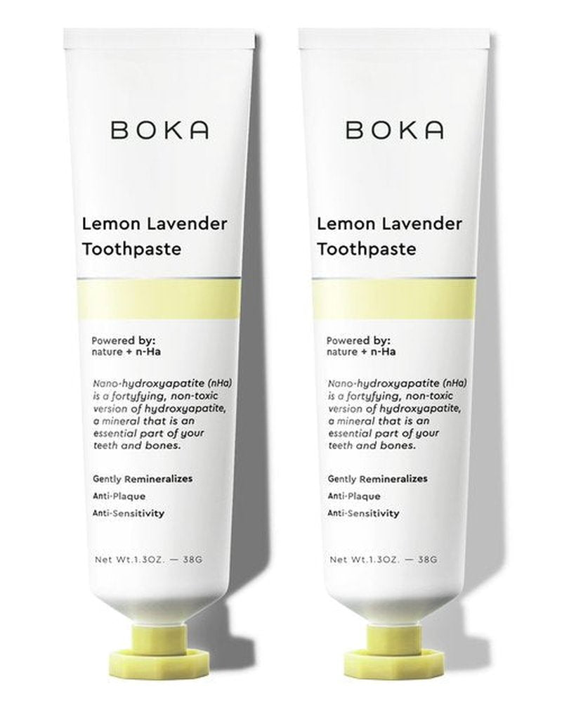Boka Fluoride Free Travel Size Toothpaste-Nano Hydroxyapatite, Remineralizing, Sensitive Teeth, Whitening- Dentist Recommended for Adult, Kids-Lemon Lavender Flavor, 1.3 Fl Oz 2Pk- US Manufactured