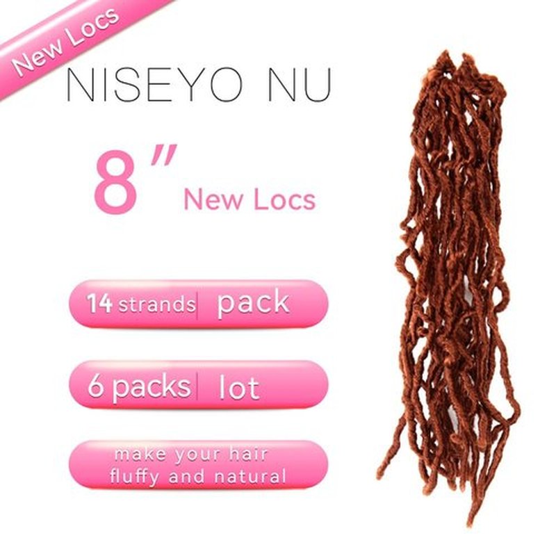 8 Inch Soft Locs Crochet Hair 6 Packs Short Straight Pre-looped New Faux Locs Crochet Hair, 350#(Ginger Red)