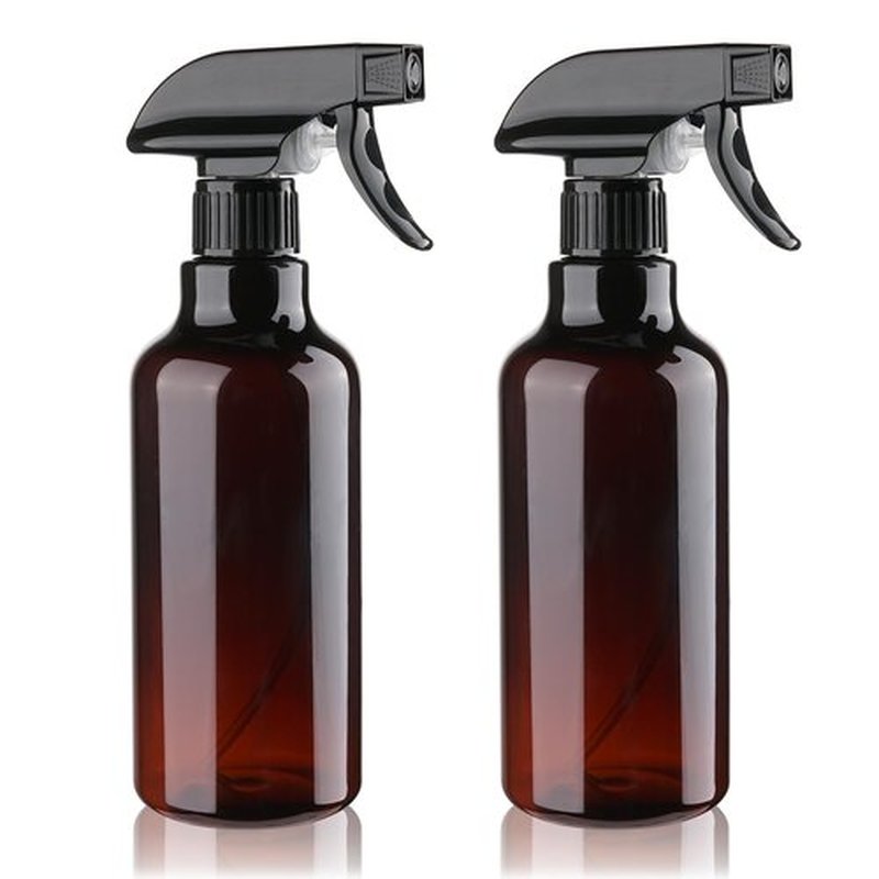 Plastic Spray Bottles Empty Spray Bottle 16.9oz/500ml 2 Pack Heavy Duty Spraying Bottles Mist/Stream Water Bottle for Cleaning Solutions, Essential Oils, Hair, Cooking (Amber)