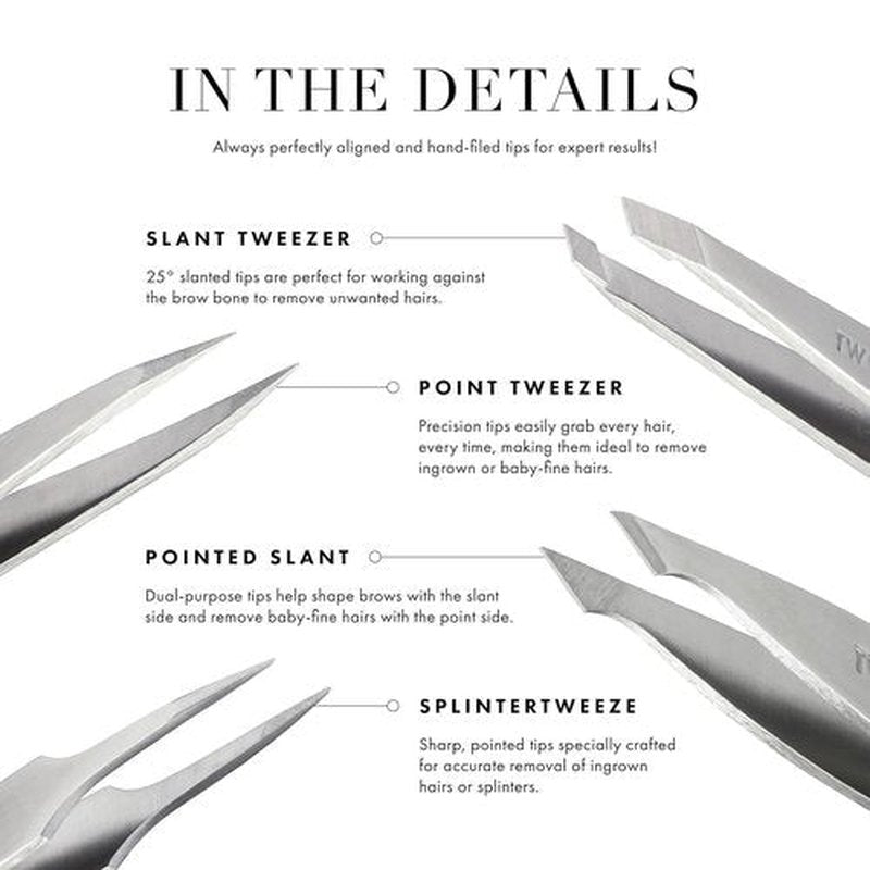Tweezerman Rose Gold Mini Slant Tweezer - Tweezers for Eyebrows, Travel Tweezers for Eyebrows, Facial Hair, Ingrown Hair