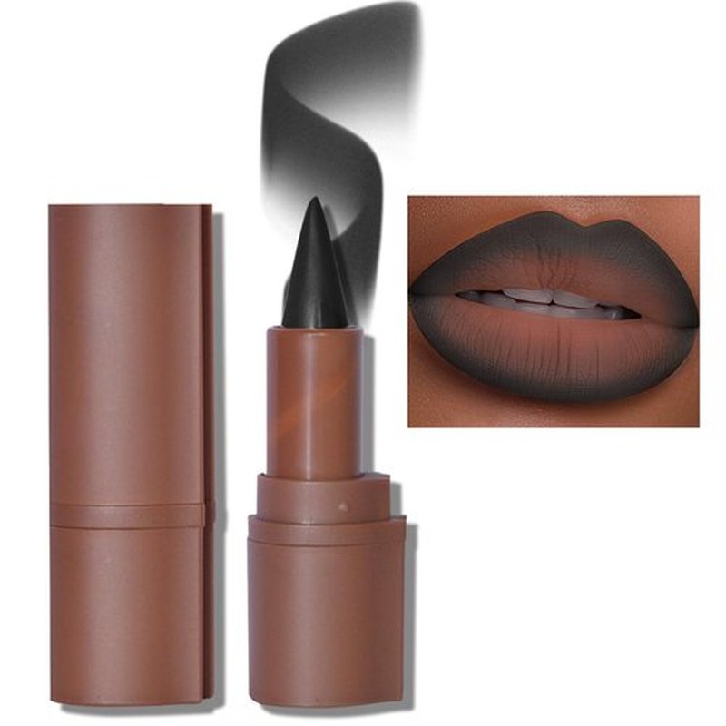 Erinde 2-in-1 Gradient Lip Liner and Lipstick Lip Combo Set, Matte Nude Dark Brown Red Lip Liner Creamy Lip Pencil Crayon, High Pigmented Long lasting Lipstick Makeup, 08# Dark
