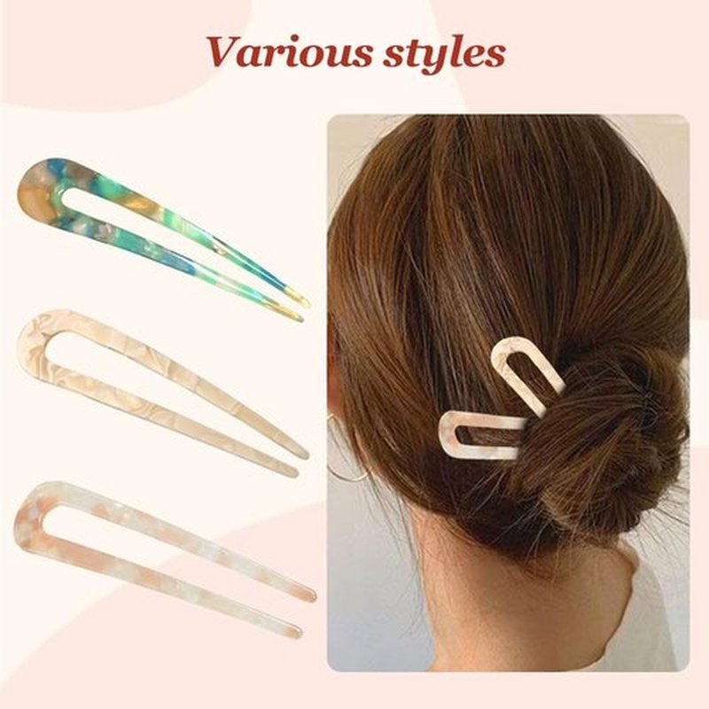 French Hair Pin, 2024 New U-Shaped Hair Pins for French Twist Hair, French Twist Hair Pins/Hair Fork for Thick Hair Buns Chignons, French Pins Hair Clips Hair Style Accessories for Women (E)