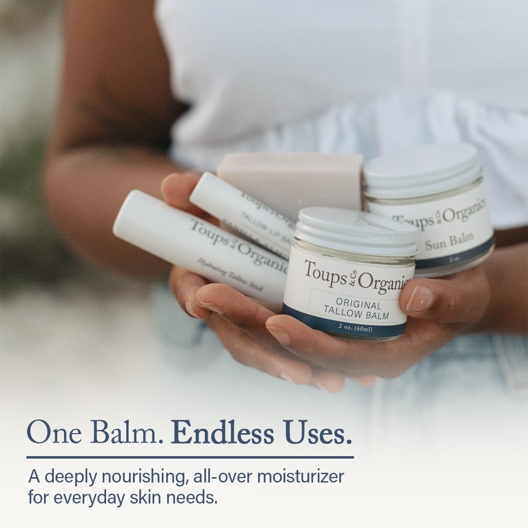 Toups & Co Tallow Balm – Original | Grass-Fed Tallow Balm for Face & Body | Deeply Nourishing Multi-Use Moisturizer for Dry, Sensitive Skin | With Lavender, Bergamot & Frankincense | 4 oz