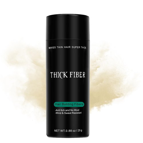 THICK FIBER Hair Building Fibers for Bald Spots & Thinning Hair (LIGHT BLONDE) - 25g Bottle - Conceals Hair Loss in Seconds - Hair Fibers for Men & Women