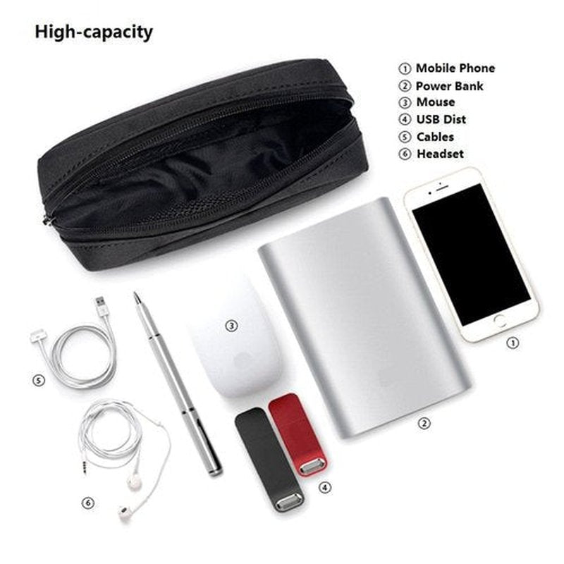 ERCRYSTO Universal Electronics/Accessories Soft Carrying Case Bag, Durable & Light-Weight,Suitable for Out-Going, Business, Travel and Cosmetics Kit (Small+Big-Black)