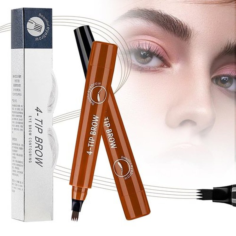 Upgrade Microblading Eyebrow Pen, 3D Waterproof Brow Pencil 2PCS Magic Eyebrow Pencil,Eyebrow Tattoo Pencil with 4 Fork Tip,Contouring Pen Natural Gap Filling Eyebrow Pen (Red Brown/2pcs)