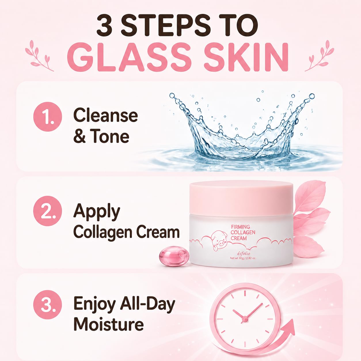 esfolio made in Korea Collagen Nourishing Cream 2.82 Oz, Daily Facial Moisturizer with Collagen, Lightweight Face Cream for Soft and Comfortable Skin, Fast Absorbing Korean Skincare