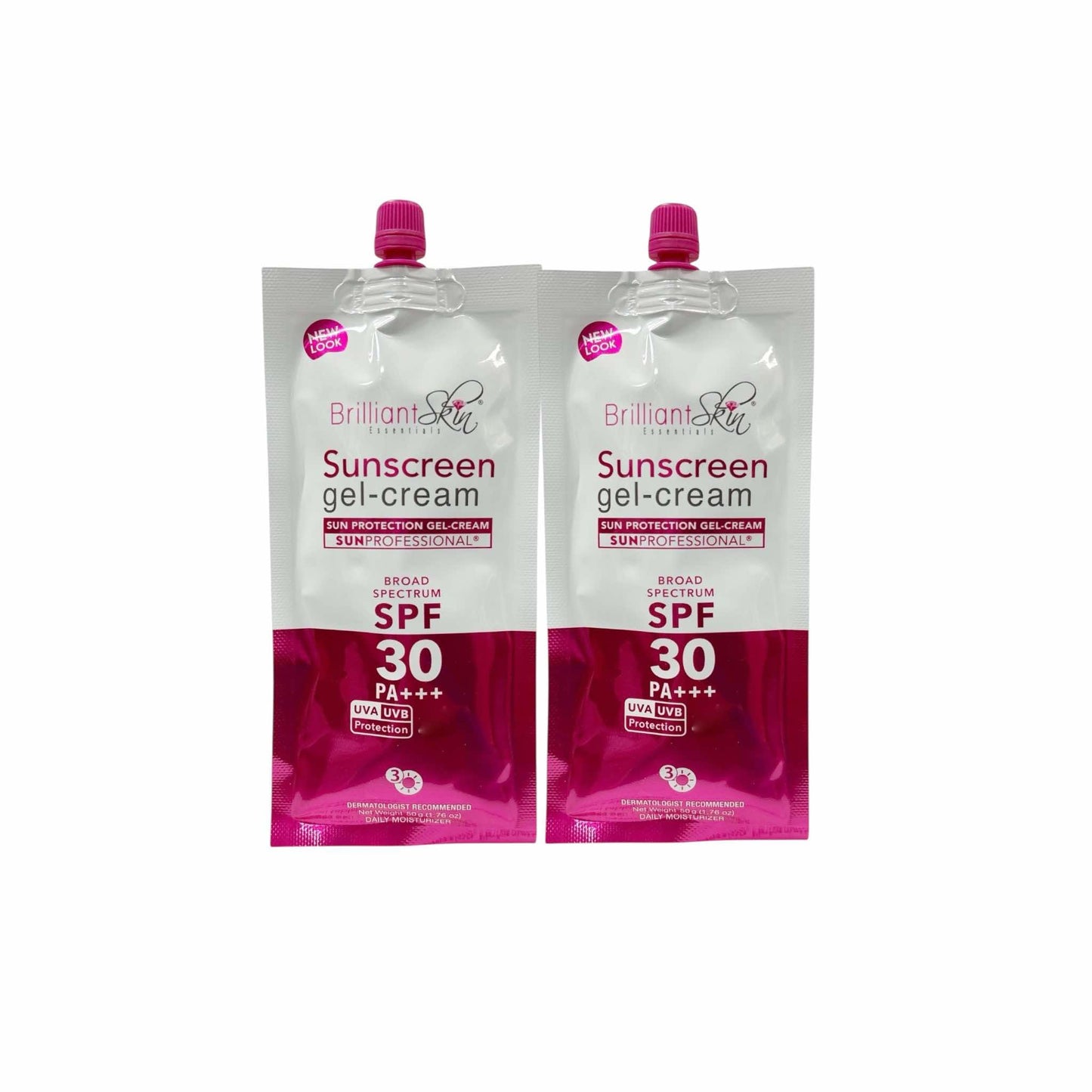 Generic 2 Sachets Brilliant Skin Essentials Sunscreen Gel-Cream UVA/UVB Protection SPF 30, 50g, 1.7 Ounce (Pack of 1)