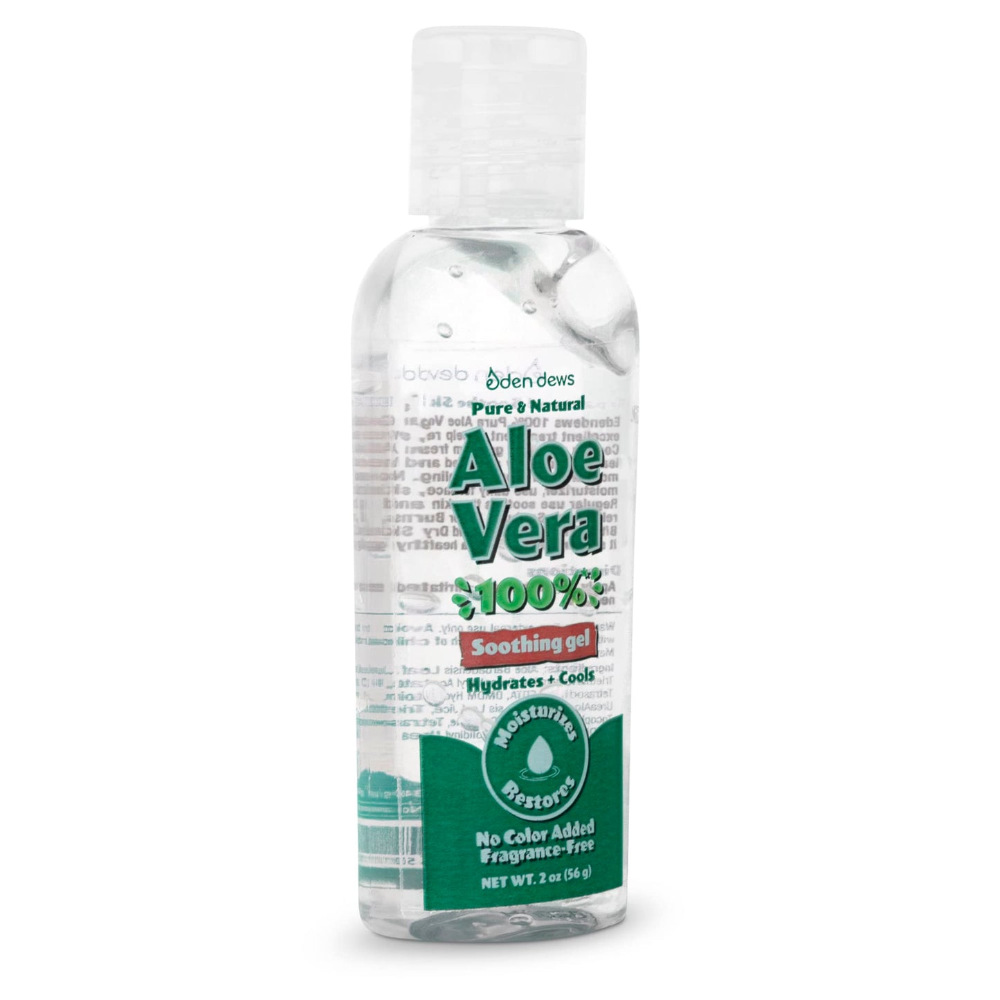 Eden Dews Organic Aloe Vera Gel 100% Gel, Moisturizing, Face Skin & Hair Care, Made in USA, Unscented (1, (2 Oz))