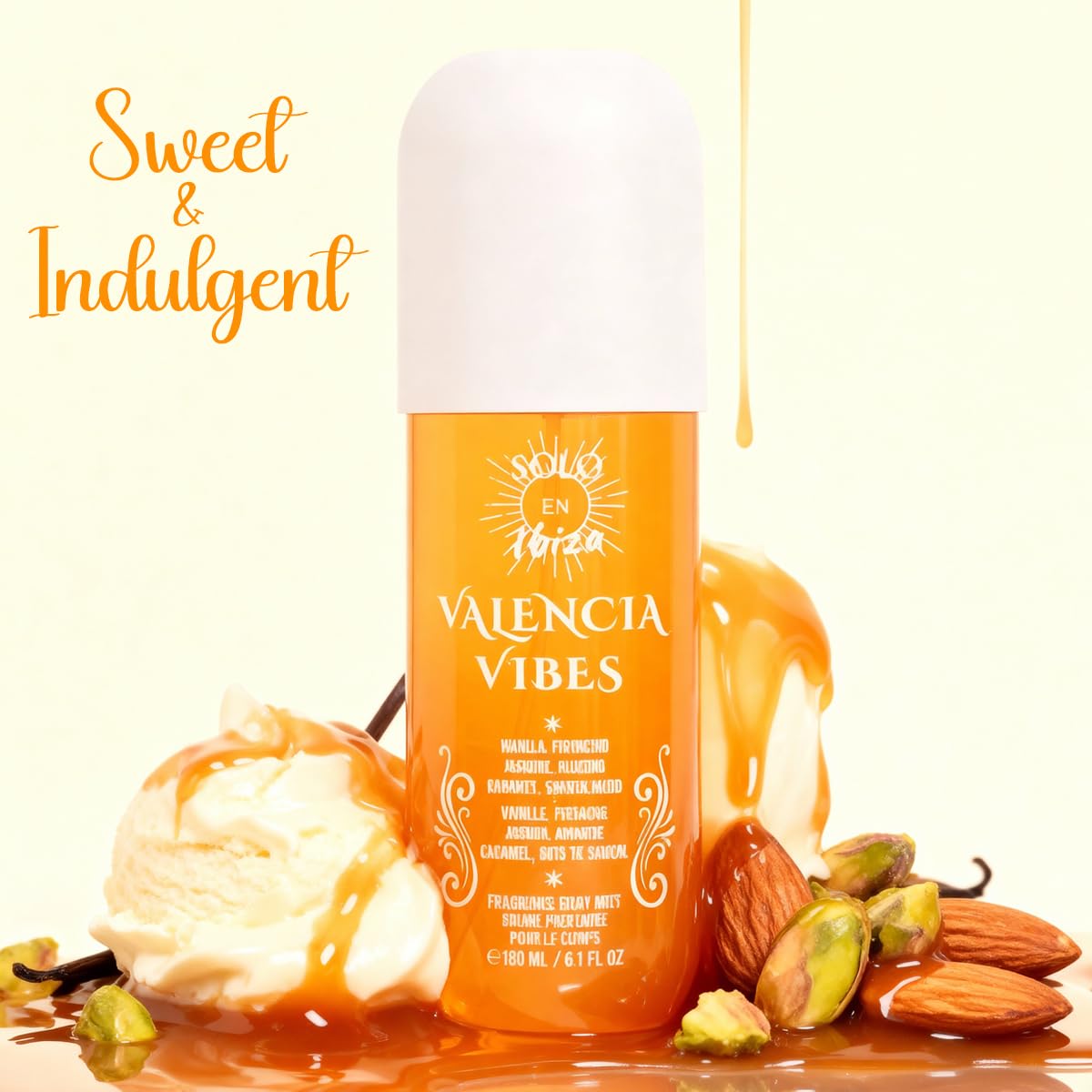 Brave Solo En Ibiza Valencia Spray Perfume for Women Pistachio Almond Vanilla 180ml 6.1 fl.oz