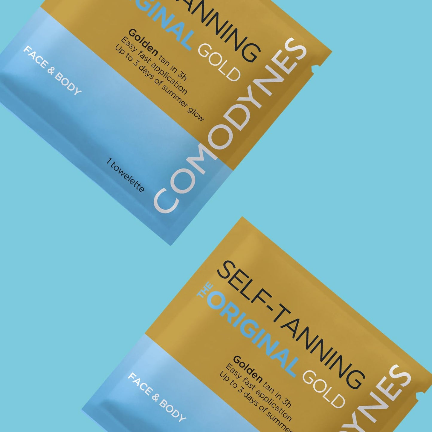 (4 Pack) COMODYNES Self-Tanning Towelettes Gold - Natural and Fast Bronzing - Individually Wrapped Towelettes