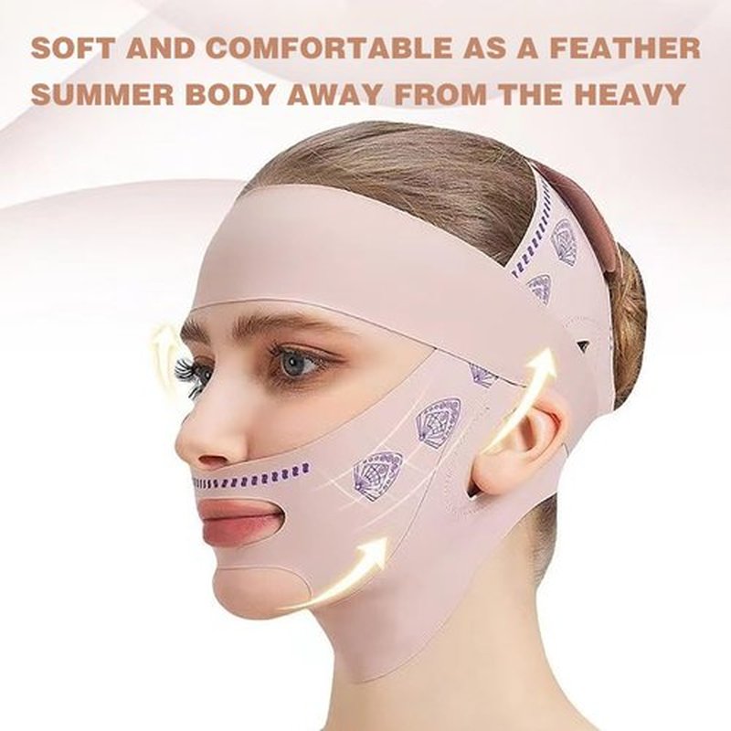V-Line Lifting Chinstrap,Reusable V Line Lifting Mask with Chin Strap,Chin strap 23-27 Inches (Pink)