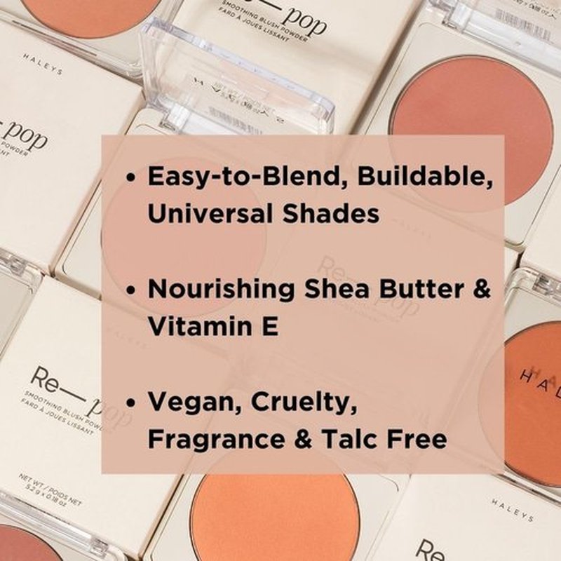 HALEYS Re-pop Smoothing Powder Blush (Sandy Cheeks) - Pigmented, Easy Blending, Longwear, Buildable, Talc-Free, V + CF