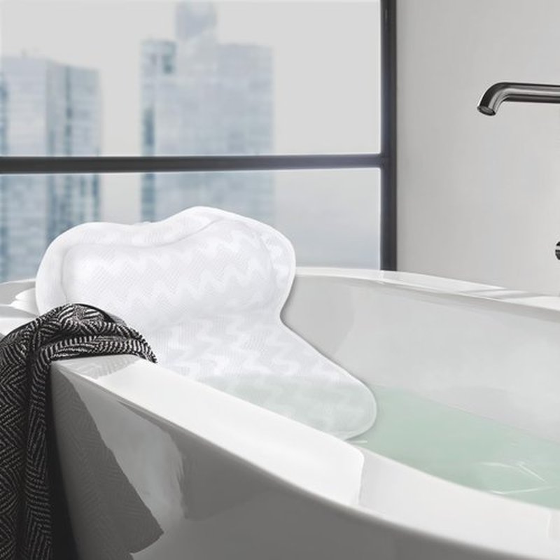 Bath Pillow, Bathtub Pillow Back Neck Support Pillow Spa Cushion for Tub, Relaxing Headrest Bath Pillow, Portable Washable Bathtub Accessories with 3D Air Mesh Thick Soft Bath Pillow