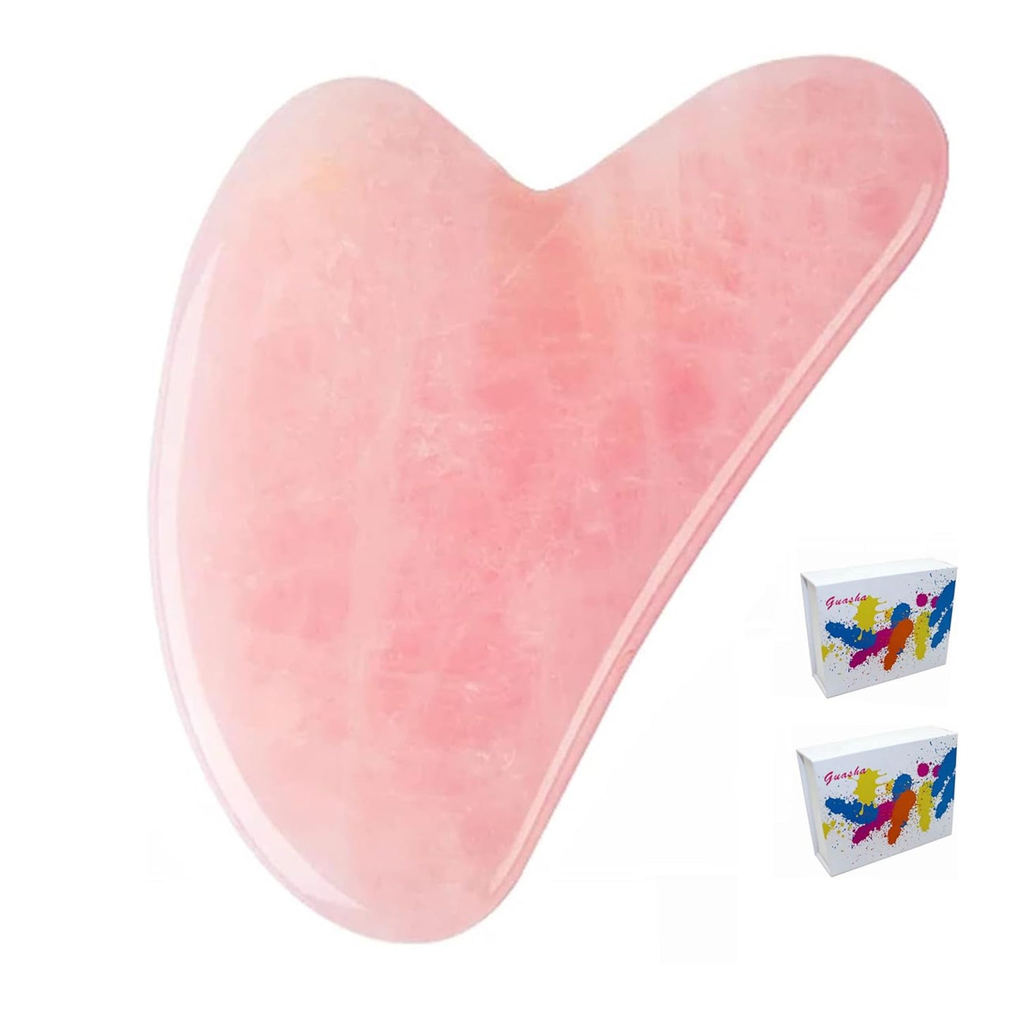 Samherome 2PCS Gua Sha Facial Tool, Natural Jade Stone Guasha Board for Jawline Sculpting and Puffiness Reducing, Scraping Massage Tool, Skin-Care Gift for Men Women