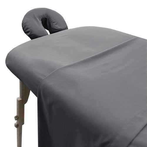 LONDON LINENS Soft Microfiber Massage Table Sheets Set 3 Piece Set - Includes Massage Table Cover, Massage Fitted Sheet, and Massage Face Rest Cover (Grey) Pack of 2