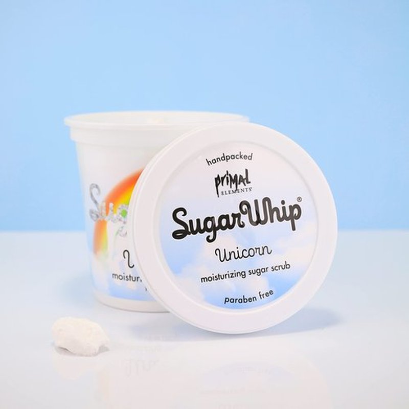 Primal Elements Sugar Scrub, Exfoliating Sugar Whip, Body Cleanser & Moisturizer, Unicorn, 10 oz Package