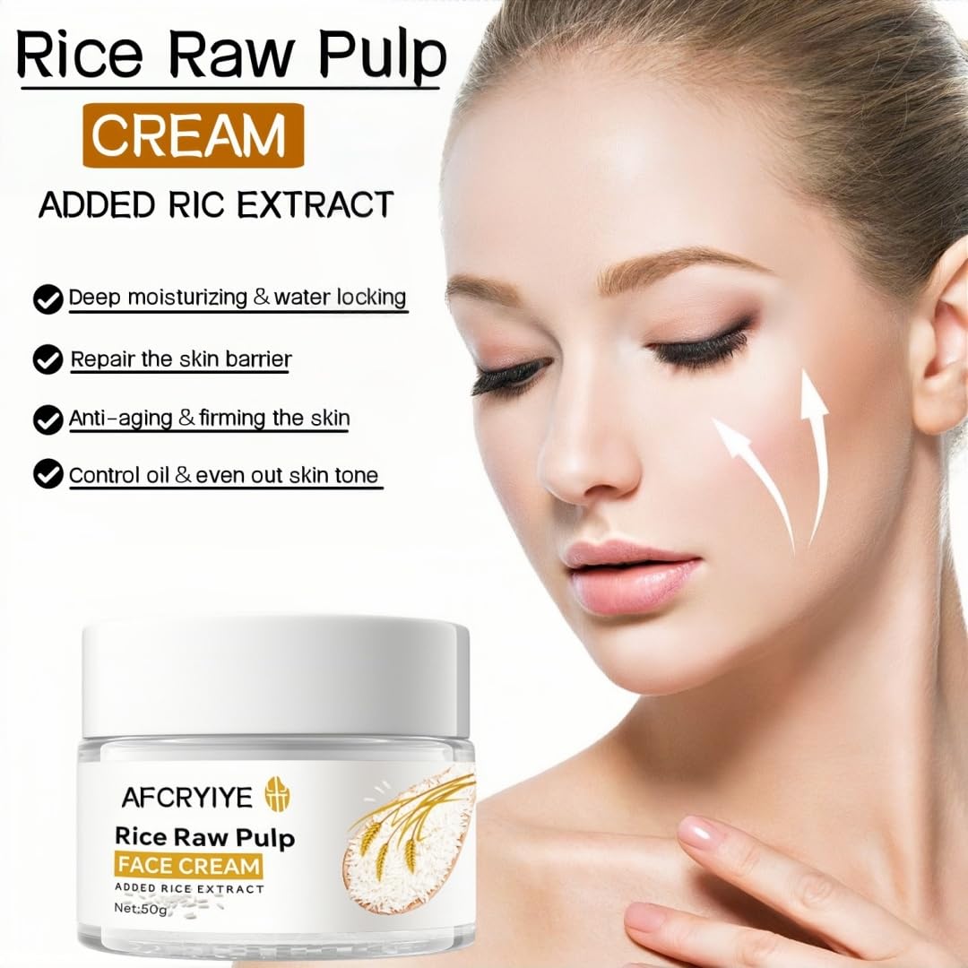 Rice Face Cream – Anti-Aging Moisturizer with Rice Extract & Rice Water, Deep Hydration to Reduce Fine Lines, Wrinkles & Restore Skin Elasticity – Daily Facial Cream for Dry & Sensitive Skin 50g (1)