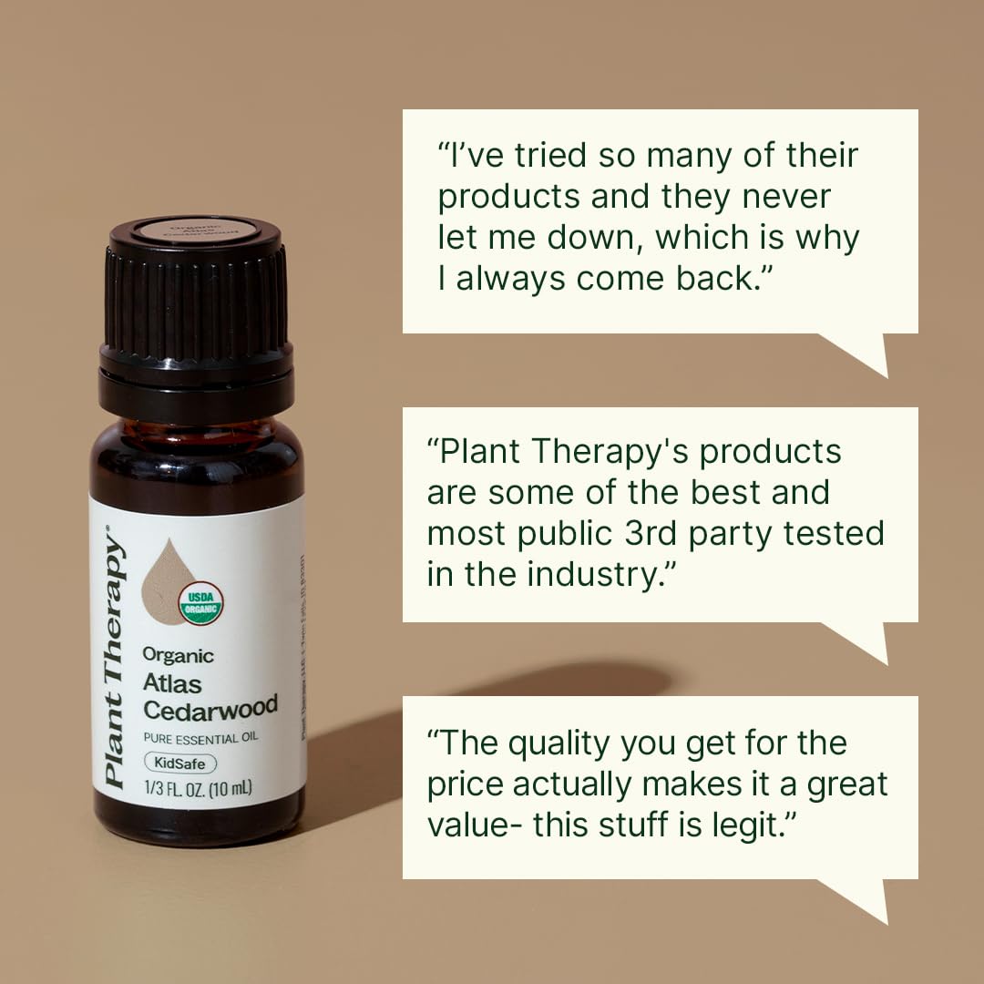 Plant Therapy Atlas Cedarwood Essential Oil 10 mL USDA Certified Organic