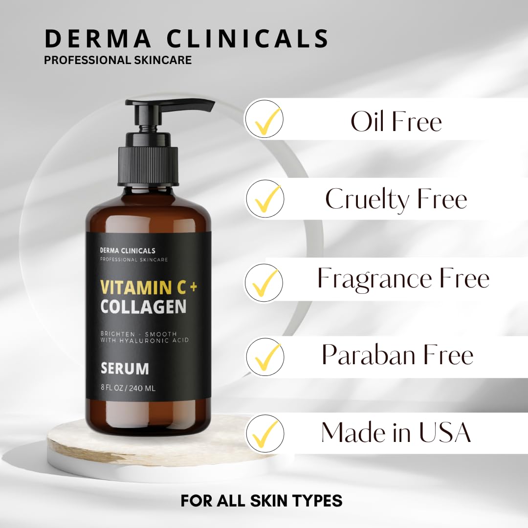Vitamin C Serum with Collagen – Firming & Plumping Face Serum, Anti-Aging, Hydrating, Fine Lines & Wrinkles, Collagen production - 8oz