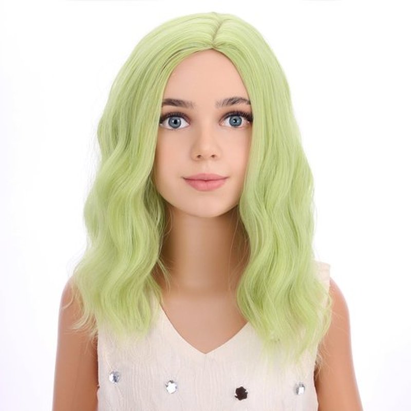 PATTINUM Kids Child Light Green Wig Matcha Green Wig Synthetic Hair Girls Wig with Wig Cap(Light Green)