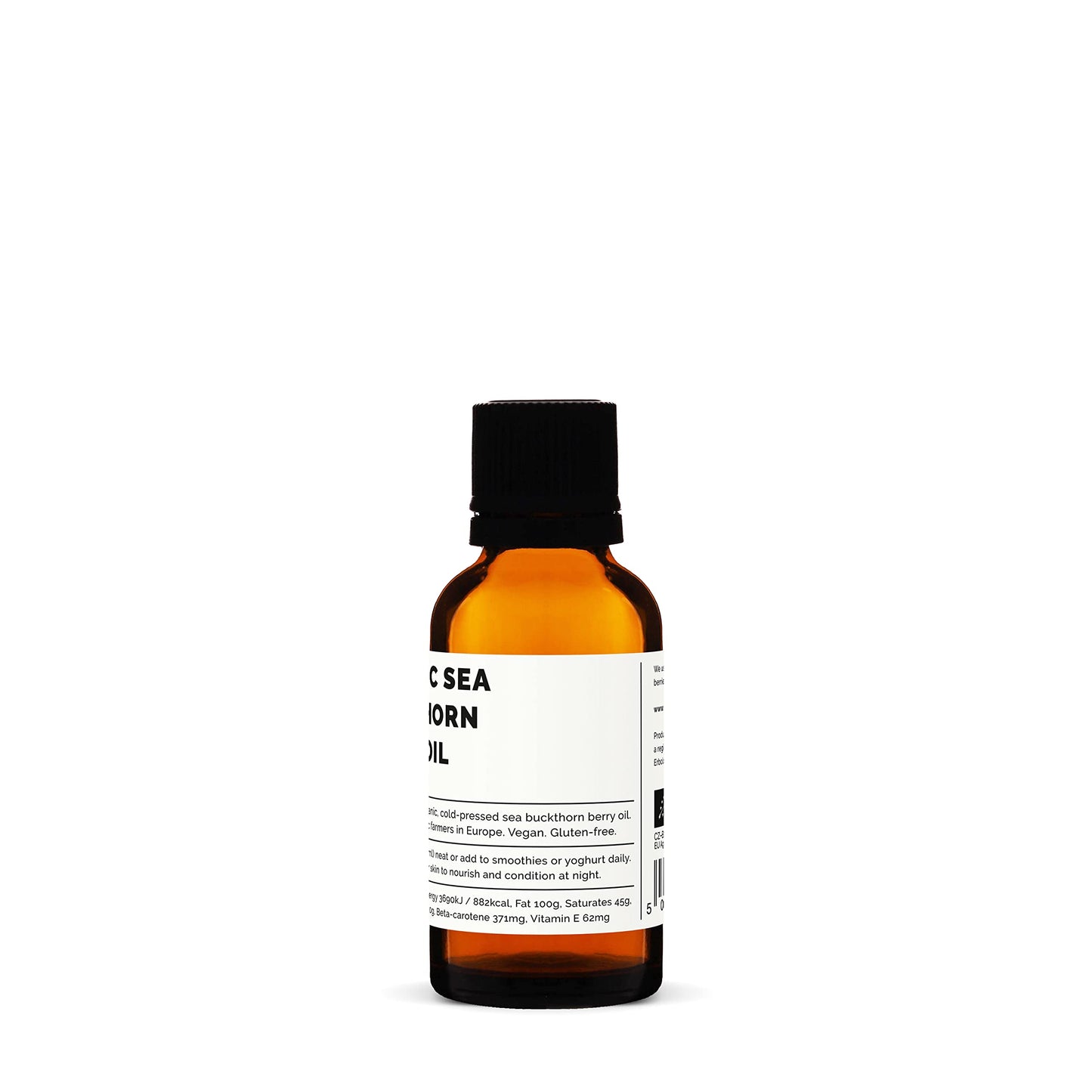 Erbology 100% Organic Sea Buckthorn Oil 1 fl oz - Cold-Pressed 50:1 - Rich in Omega-7 and Beta-carotene - Straight from Farm - Non-GMO - No Additives or Preservatives - Recyclable Glass Bottle