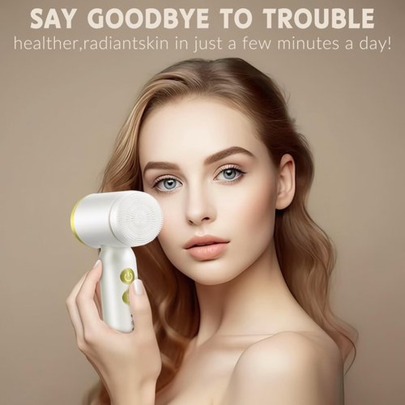 Landmore Facial Cleansing Brush, 8 in 1 Spin Face Wash Brush Rechargable Waterproof Face Scrubber with 6 Brush Heads, 3 Speeds for Deep Cleansing, Exfoliator, Thermal & Cold Massager Skin Care, White