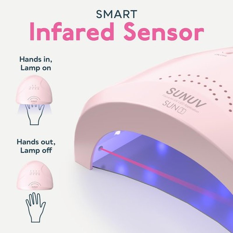 SUNUV 48W UV Light for Gel Nails, Nail Dryer for Gel Polish with 3 Timer Settings Professional UV Nail Lamp Nail Art Tools Auto Sensor SUNone Pink
