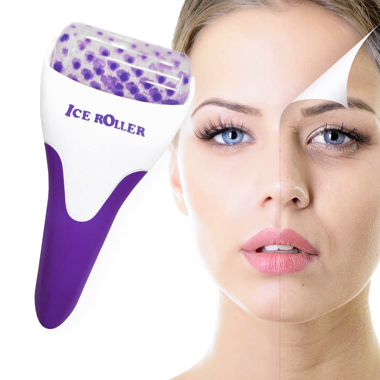 Smato Ice Roller for Face,Cold Facial Massager for Eye Puffiness,Skin Care Tools for Migraine Relief and Blood Circulation (Purple)