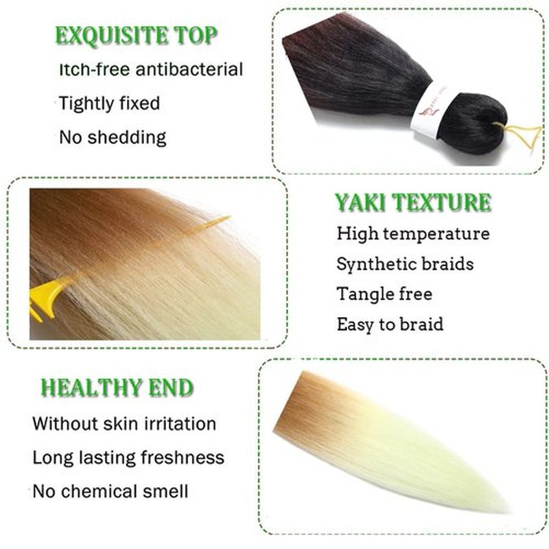 Pre stretched Braiding Hair 30 Inch 6 Packs Professional Braids Hair Extensions High Temperature Synthetic Fiber Braid Hair Crochet Twist Soft Yaki Texture Hot Water Setting(30inch,Black-Brown-Beige)