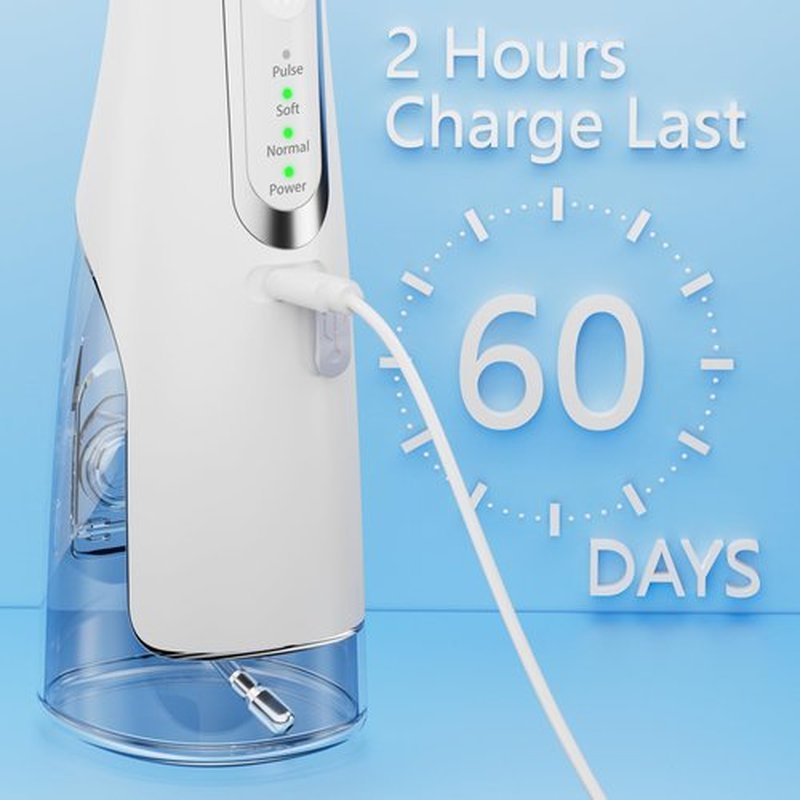Water Flosser for Teeth Cleaning 4 Modes Rechargeable Oral Irrigator 4 Tips Powerful, (White)