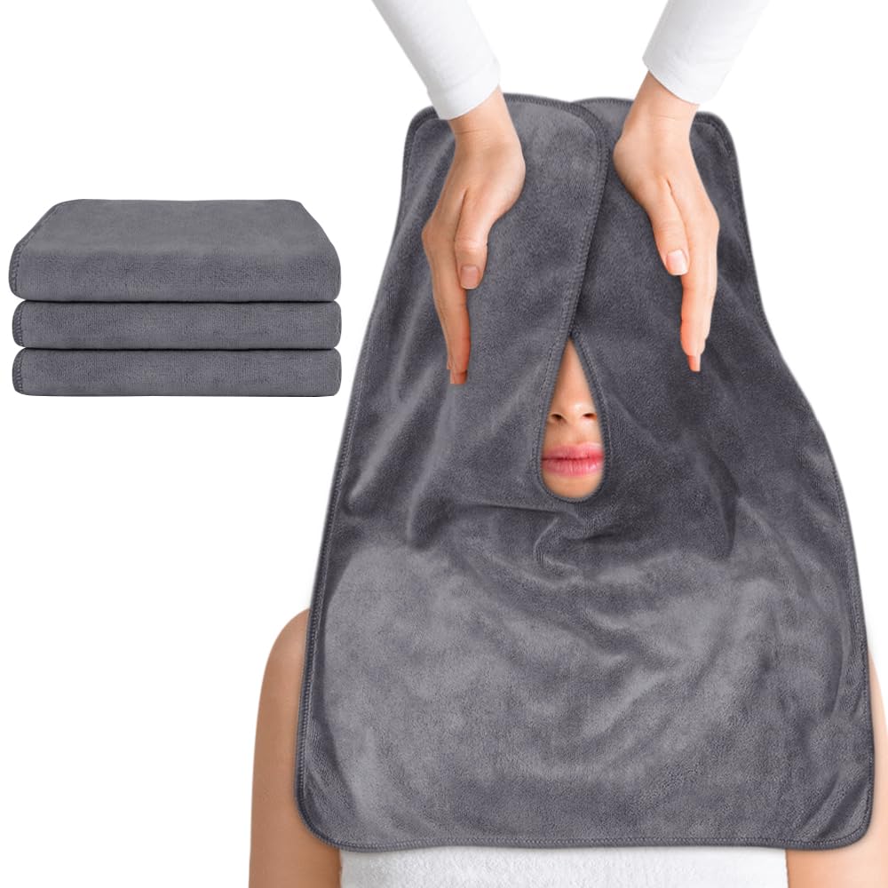 SINLAND Microfiber Esthetician Towels for Facials Mask Removing Face Wrap Soft Facial Cloth with Split Design Spa Towels for Facial Steam Massage and Cleansing 20x15.7inch