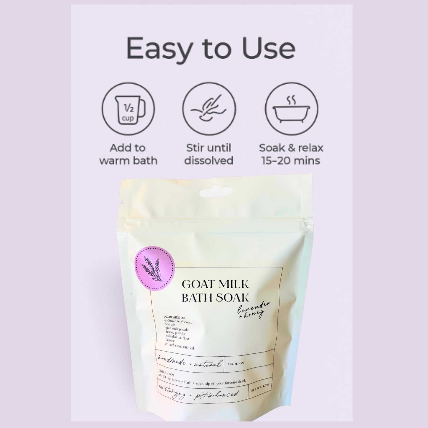 Goat Milk Bath Soak with Colloidal Oatmeal & Honey - Moisturizing Milk Bath for Dry & Sensitive Skin - Natural Bath Soak for Itchy Skin Relief - Sonshine Minerals (12 Ounce)