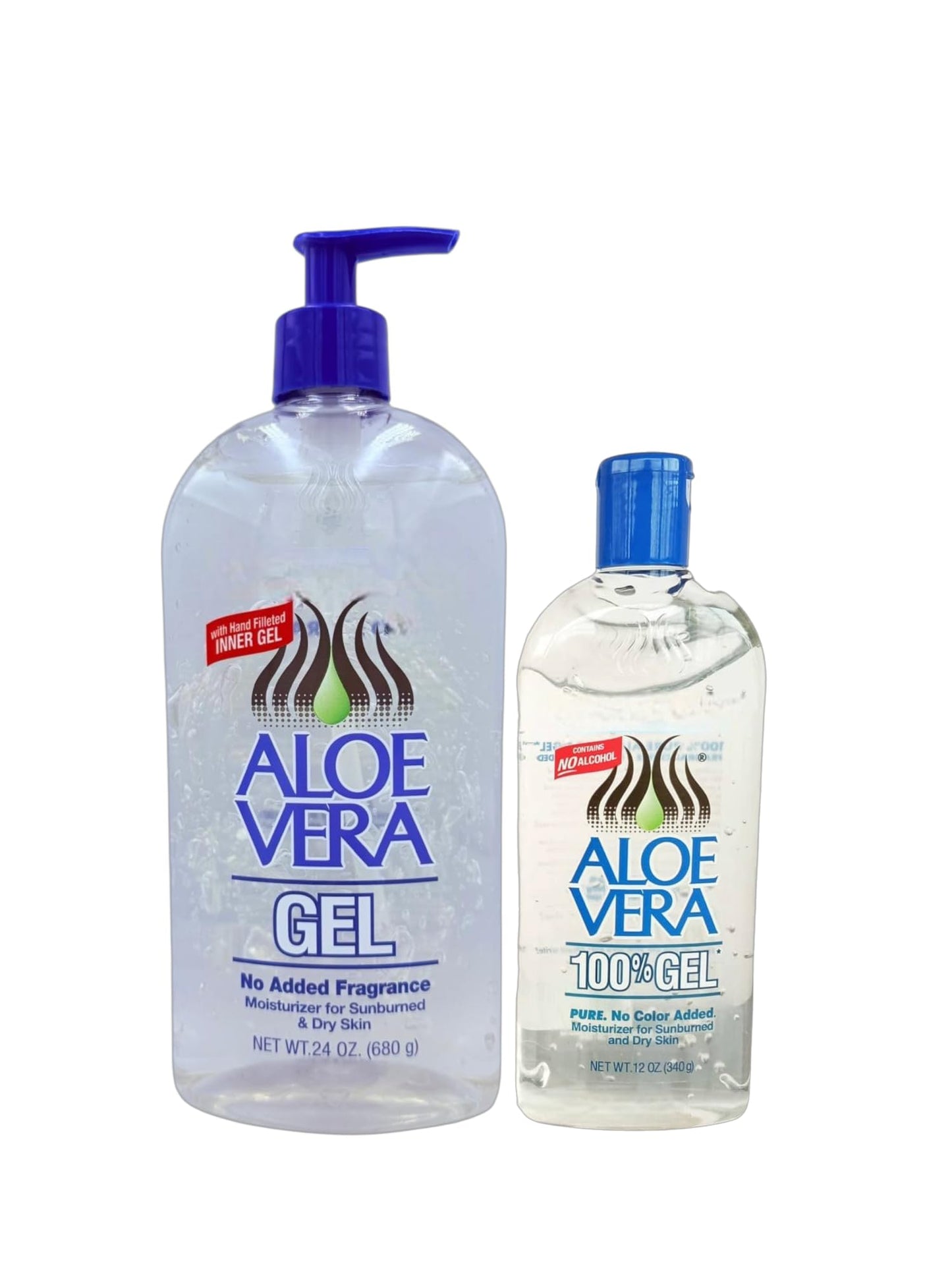 Pure Aloe Vera Gel Set 12oz + 24 oz – For Face, Hair & Body – Soothing Sunburn Relief, Hydration & Skin Repair – No Added Colors or Fragrances