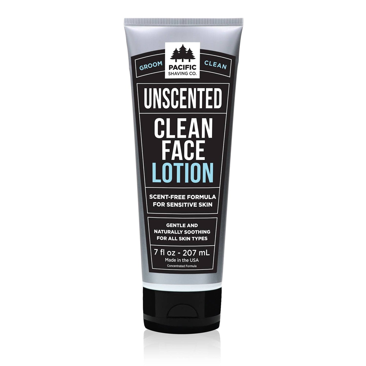 Pacific Shaving Company Clean Face Lotion - Hydrating Face Moisturizer with Avocado & Jojoba Oil - Fragrance-Free Skin Care Products for Men - Lightweight & Safe for Sensitive Skin (7 Oz)