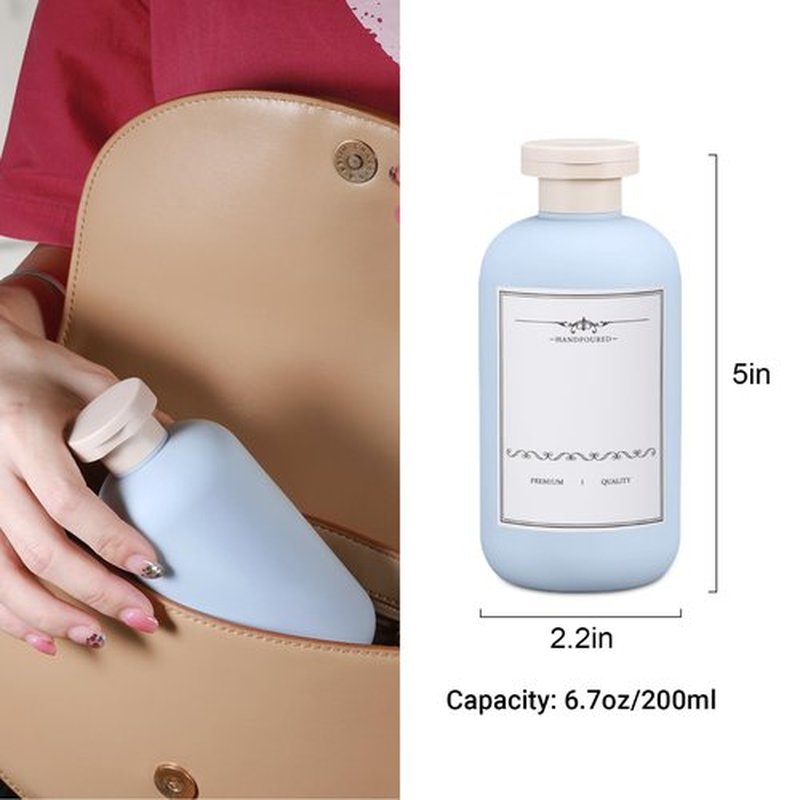 UMETASS 6.8oz Travel Bottles for Toiletries, Empty Plastic Squeeze Bottles with Flip Cap, Lotion Container for Toiletries (3 pack, bule)