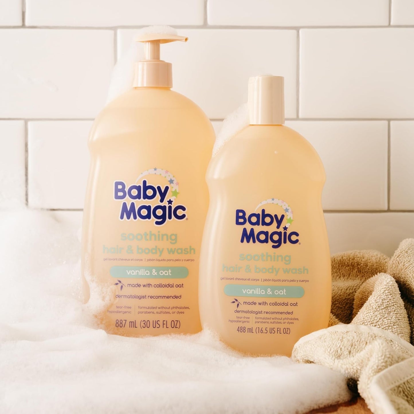 Baby Magic Soothing Hair & Body Wash, Vanilla & Oat, Soothes and Cleanses, Specially Formulated for Baby's Delicate Skin, Tear Free, Hypoallergenic, Dermatologist Recommended, 30 Fl Oz