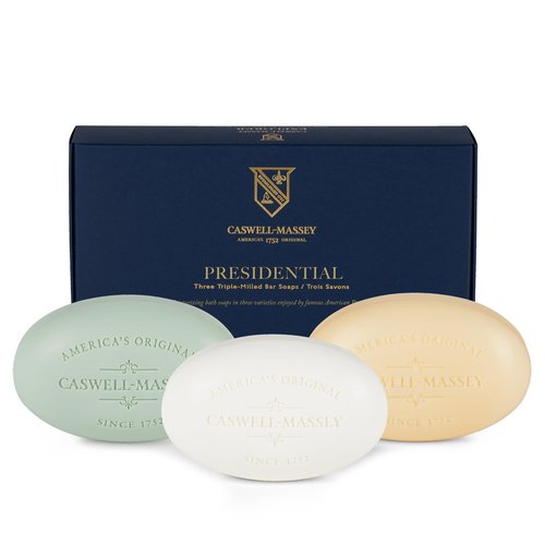 Caswell-Massey Castile Bar Soap, Mens Body Wash, Hand Soap, and Face Wash, Moisturizing Natural Body Soap for Bath or Shower, Number Six, Almond, & Jockey Club, 3 (5.8 oz bar) Gift Set