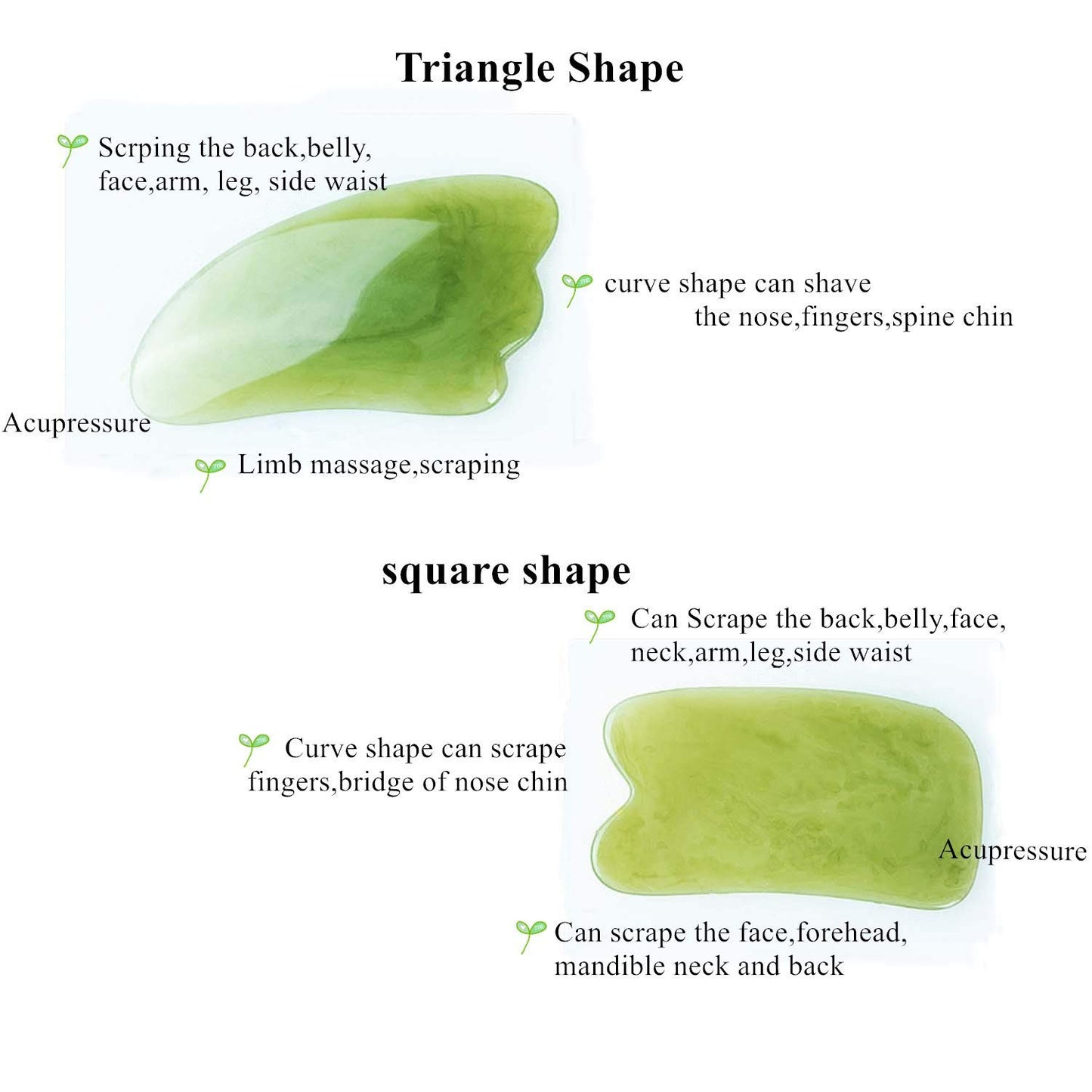 YUYONGTANG 7 Pieces Gua Sha Scraping Massage Tool,Natural Resin GuaSha Tool Massage Tools Set for Face Back and Neck Release,Reduce Muscle Pain,with Storage Bag (Green)