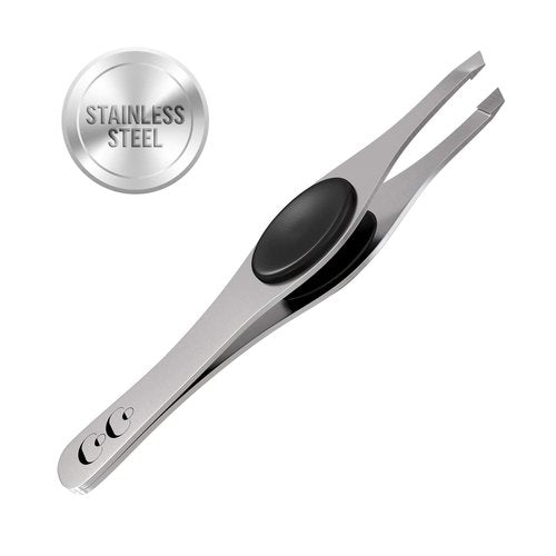 Precision Tweezers for Women Facial Hair - Stainless Steel Tweezers for Women and Men - Ideal for Eyebrow Shaping and Hair Removal - Slanted Tips, Durable and Ergonomic Grip Design