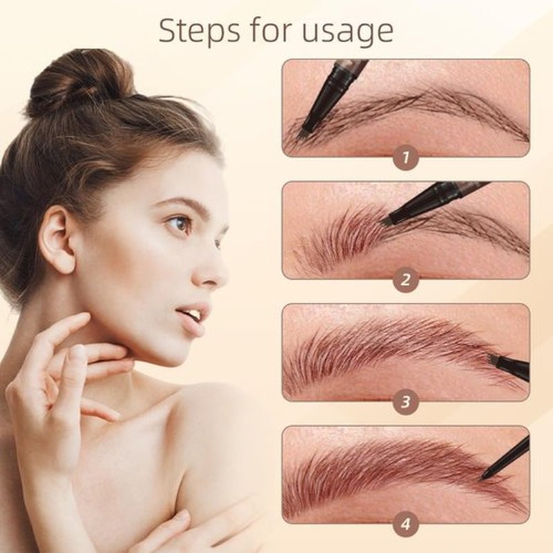 2 in 1 Eyebrow Pencil, 2024 Upgrade Magic Eyebrow Tattoo Pencil 4 Fork Tip, Waterproof Eyebrow Pen Microblading Eyebrow Pencil Natural Fine Stroke Eyebrow Pen (Dark Brown)