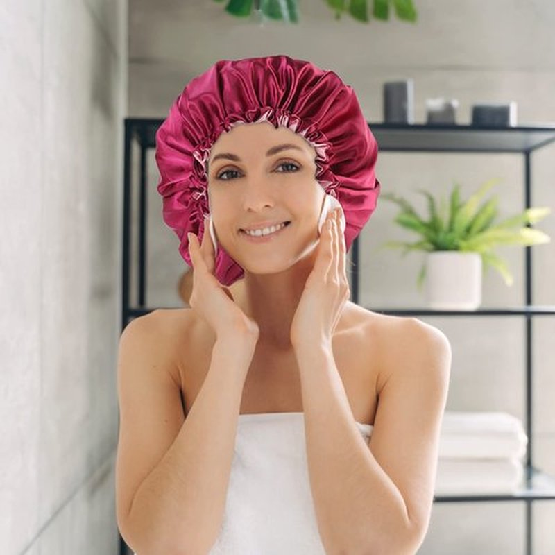 Satin Bonnet Silk Bonnet for Curly Hair Bonnet Braid Bonnet for Sleeping Bonnets for Women Large Double-Layer Adjustable Wine Red