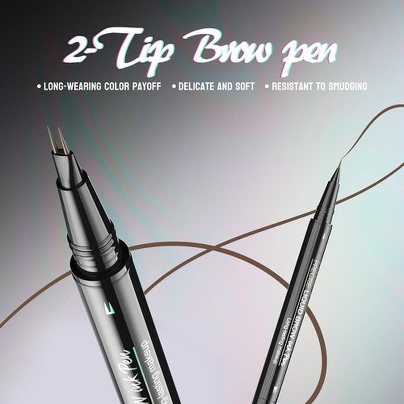 NAISSIYA Microblading Eyebrow Pencil, 2-Tip Double-Ended Eyebrow Pen with Eyebrow Brush, Waterproof and Sweat Proof, Create Natural Hair-Like Brows for Women Stay on All Day(Brown)