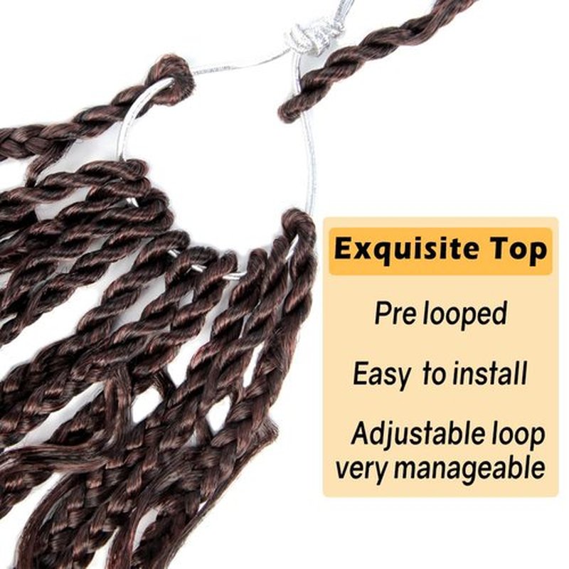 Niseyo Goddess Box Braids Crochet Hair 18 Inch 8 Packs Long Crochet Box Braids Pre Looped Curly Ends Boho Style Synthetic Hair (T350/Ombre Ginger Red)
