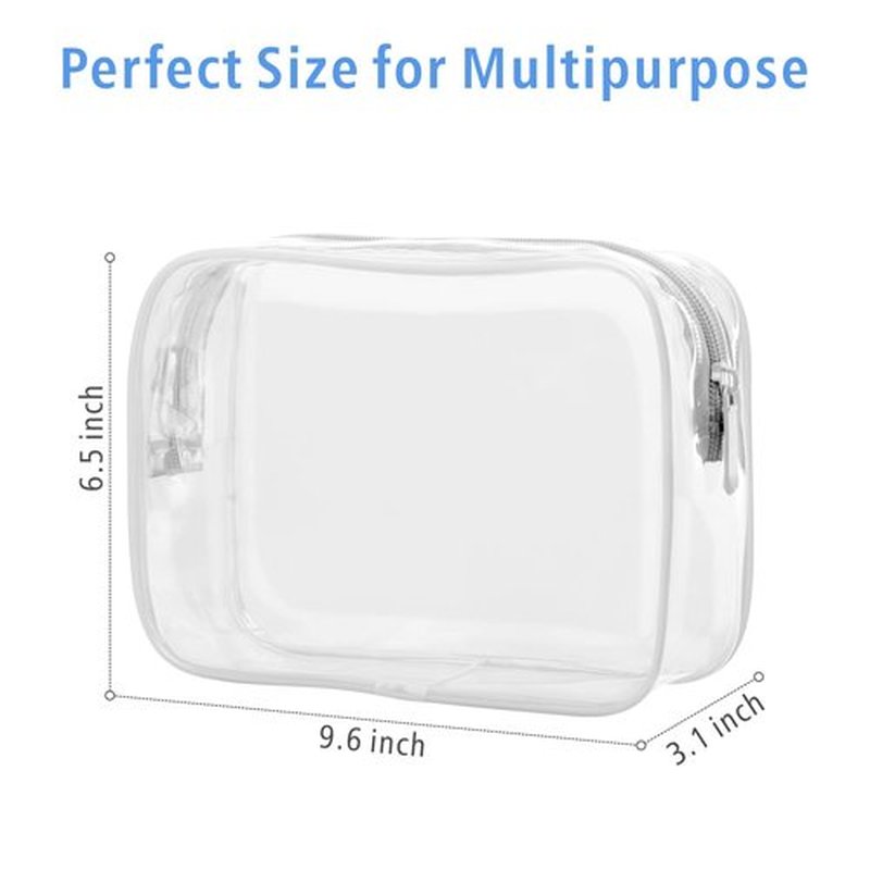 PACKISM Clear Makeup Bags - 3 Pack Quart Size Travel Bag TSA Approved Clear Travel Bags for Toiletries, Clear Cosmetic Bags Carry on Clear Toilety Bag TSA Approved Toiletry Bags, White Large