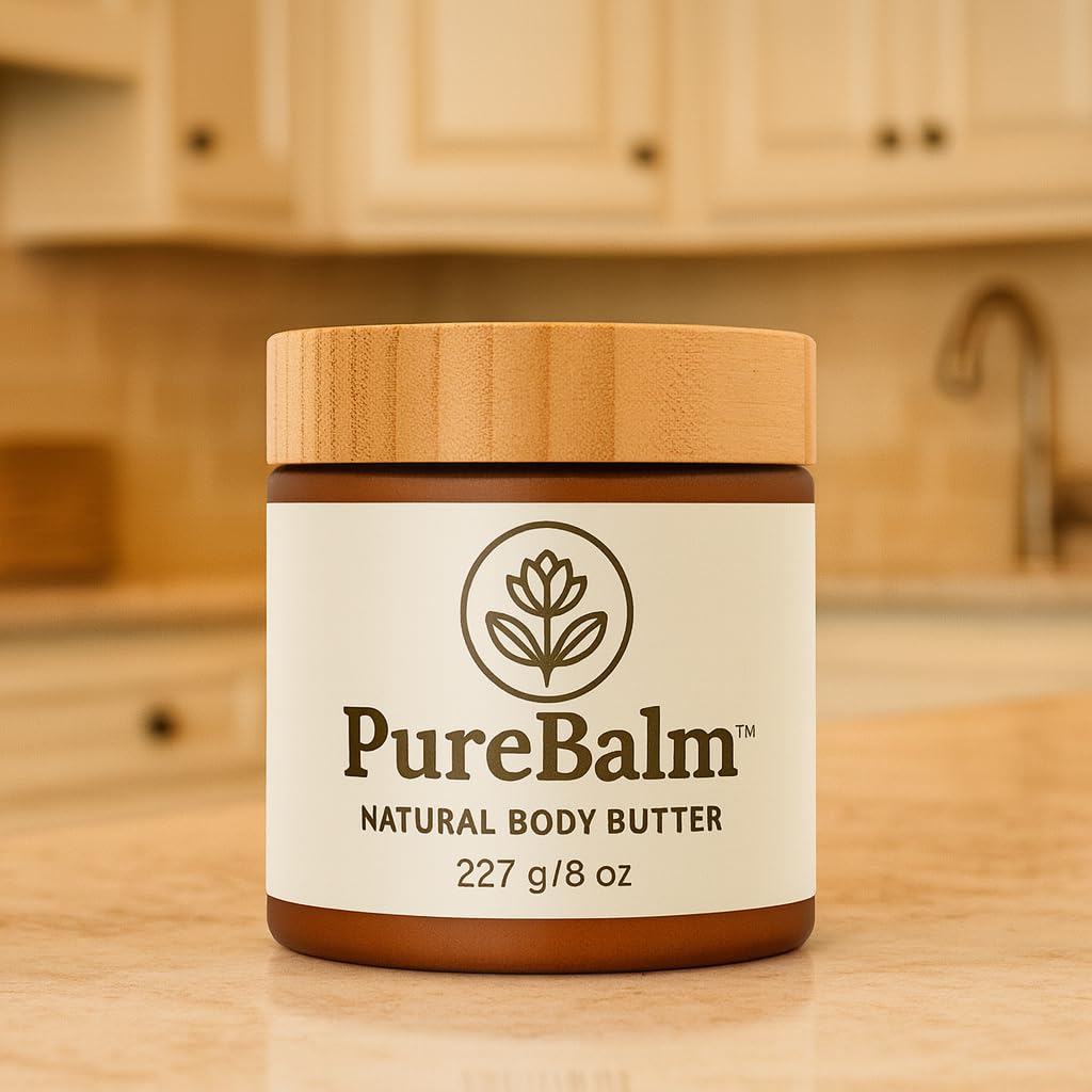 PureBalm™ Natural Body Butter with Turmeric - Deep moisture for Dry Skin - Shea Butter, Coconut Oil & Palm Kernel Seed Oil - 8oz