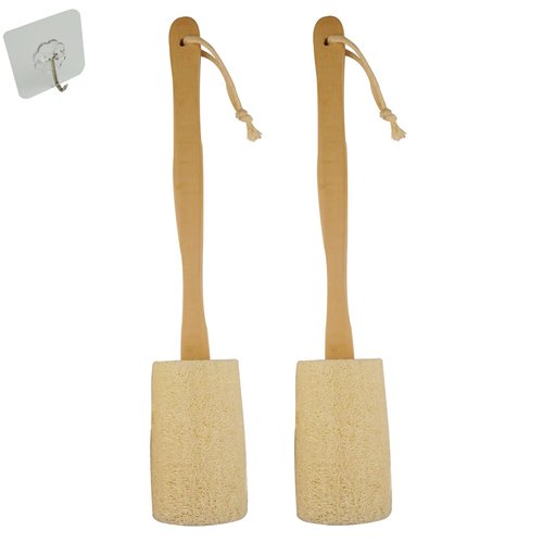 Back Loofah Scrub Loofah Sponge Long Handle Loofah Shower Bath Brush On a Stick Body Scrub Brush Scrubber Loofah Exfoliating Body Eco-Friendly Sponge