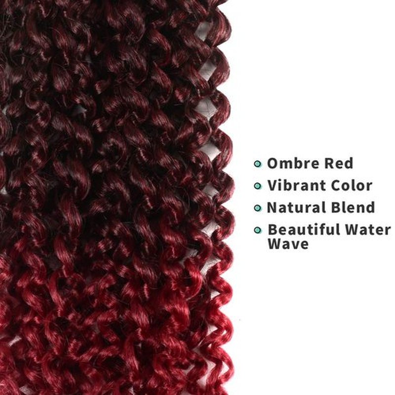 Pelokaa Passion Twist Hair - 12 Inch 7packs Ombre Burgundy Water Wave Crochet Braids Synthetic Braiding Hair Extensions (12 Inch 7Packs,T118)
