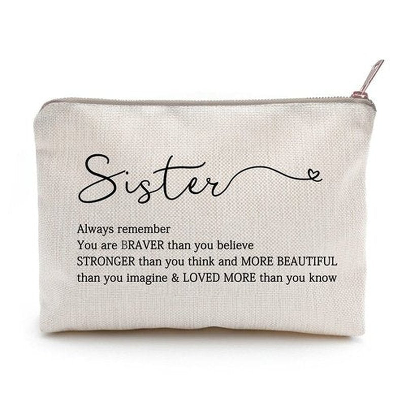 You Are Loved You Are Enough Makeup Case Self-Worth Cosmetic Bag Positive Affirmation Toiletry Bag Gift Motivation Quotes Sister Gift (Sister)