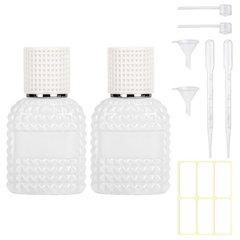 Gsteng Refillable Spray Perfume Bottles, Clear Thick Glass Empty Perfume Bottle, Gold&Silver Perfume Atomizer,Travel Cologne Sprayer Bottles. (White, 1 Ounces)